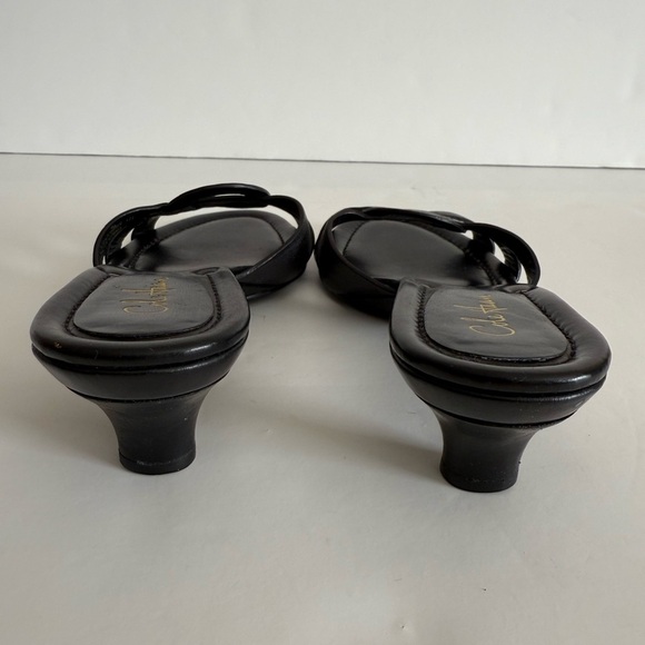 Cole Haan Black Slide Sandals with Gold Accents - Picture 5 of 14